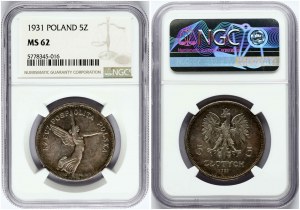 Poland 5 Zlotych 1931 Nike (R4) NGC MS 62