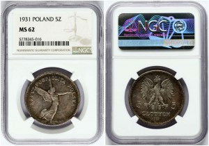 Pologne 5 Zlotych 1931 Nike (R4) NGC MS 62