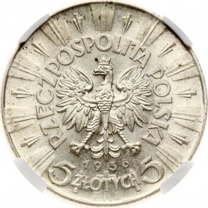 Polska 5 złotych 1936 Józef Piłsudski NGC MS 66 TOP POP