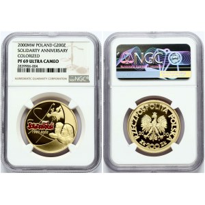 Polen 200 Zlotych 2000 Solidarnosc NGC PF 69 ULTRA CAMEO