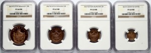 Romania 1 Banu - 10 Bani 1867 Set NGC PF 63-66 Lot of 4 Coins