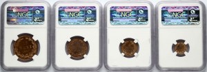 Roumanie 1 Banu - 10 Bani 1867 Set NGC PF 63-66 Lot de 4 pièces