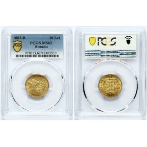 Rumänien 20 Lei 1883B PCGS MS 62