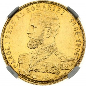 Romania 25 Lei 1906 40 Years of Reign NGC MS 61
