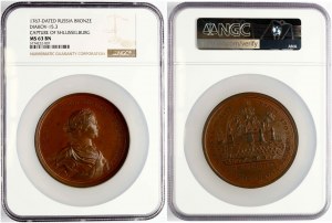 Rosja Medal Zdobycie Szlisselburga w 1702 roku NGC MS 63 BN TOP POP