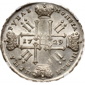 Rubel rosyjski 1729 NGC MS 62