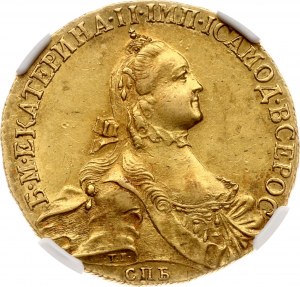 Rusko 10 rublů 1764 СПБ (R) NGC AU 55