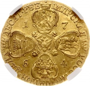 Rusko 10 rublů 1764 СПБ (R) NGC AU 55