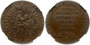 Medal 1801 Pokój między Francją a Rosją Wzór NGC AU 58 BN