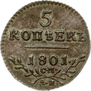 Rosja 5 kopiejek 1801 СМ-АИ (R)