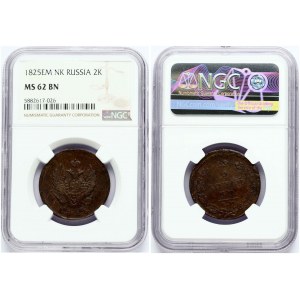 Russia 2 Kopecks 1825 ЕМ-ИК NGC MS 62 BN