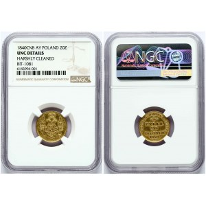 Rusko pro Polsko 3 ruble - 20 zlotých 1840 СПБ-АЧ (R3) NGC UNC DETAILY