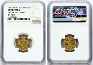 Russia For Poland 3 Roubles - 20 Zlotych 1840 СПБ-АЧ (R3) NGC UNC DETAILS