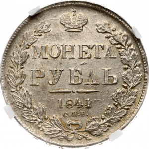 Rubel rosyjski 1841 СПБ-НГ NGC MS 63 Kolekcja Budanitsky'ego