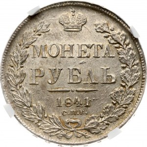 Rusko Rubeľ 1841 СПБ-НГ NGC MS 63 Budanitsky Collection