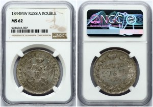 Pologne Rouble 1844 MW (R) NGC MS 62