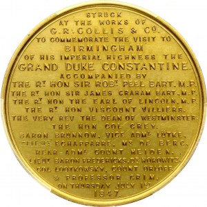 Medaile 1847 Velkokníže Konstantin Nikolajevič v Birminghamu (R2) PCGS SP 62 MAX GRADE