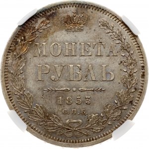 Rusko Rubeľ 1853 СПБ-HI NGC MS 61 Budanitsky Collection