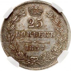 Rosja 25 kopiejek 1857 MW (R1) NGC MS 61 Kolekcja Budanitsky'ego