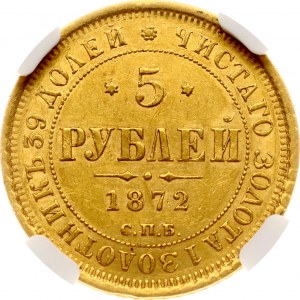 Rosja 5 rubli 1872 СПБ-НІ NGC MS 60 Budanitsky Collection
