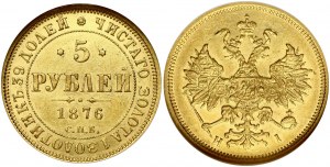Rosja 5 rubli 1876 СПБ-НІ NGC MS 61