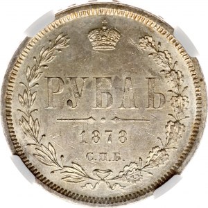 Rusko rubl 1878 СПБ-НФ NGC MS 63 Budanitsky Collection