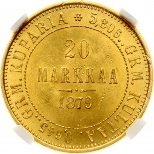 Rosja za Finlandię 20 Markkaa 1879 S NGC MS 64 Budanitsky Collection