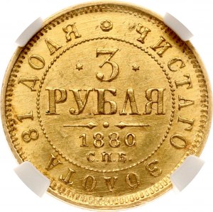 Russland 3 Rubel 1880 СПБ-НФ (R) NGC MS 63