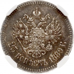 Russland 25 Kopeken 1889 АГ(R2) NGC AU 53