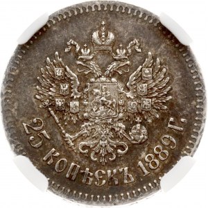 Rusko 25 kopějek 1889 АГ(R2) NGC AU 53
