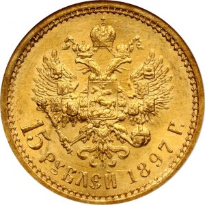 Russie 15 Roubles 1897 (АГ) NGC MS 63
