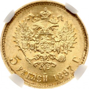 Rusko 5 rubľov 1897 АГ NGC MS 64