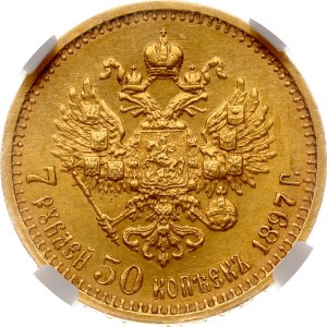 Rusko 7,5 rubľa 1897 АГ NGC MS 63