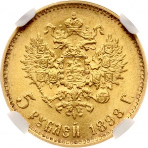 Russland 5 Rubel 1898 АГ Großer Kopf NGC MS 65