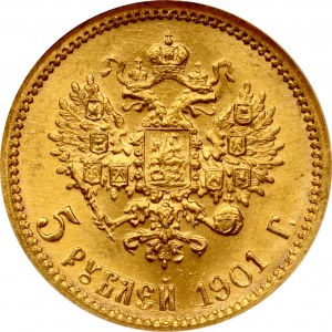 Rusko 5 rublů 1901 NGC MS 66