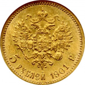 Rusko 5 rublů 1901 NGC MS 65