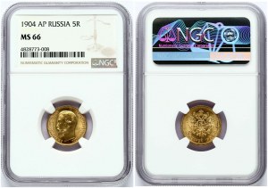 Rusko 5 rublů 1904 АР NGC MS 66