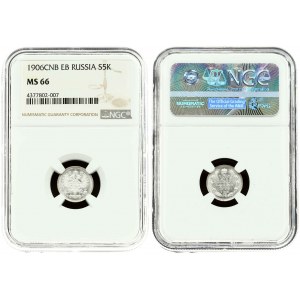 Rusko 5 kopejok 1906 СПБ-ЭБ NGC MS 66