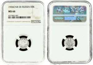 Rusko 5 kopejok 1906 СПБ-ЭБ NGC MS 66