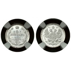 Rusko 5 kopejok 1906 СПБ-ЭБ NGC MS 66