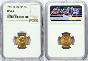 Russie 5 Roubles 1909 ЭБ (R) NGC MS 66