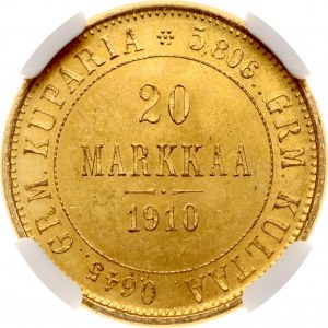 Russia For Finland 20 Markkaa 1910 L NGC MS 66
