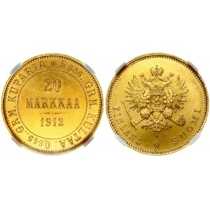 Rusko pro Finsko 20 Markkaa 1912 S NGC MS 65