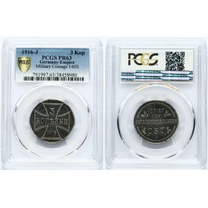 3 kopiejki 1916 J Okupacja niemiecka PCGS PR 63