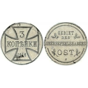 3 kopějky 1916 J Německá okupace PCGS PR 63