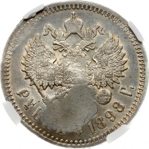 Rusko Kontramarkovaný rubeľ 1917 Preškrtnutie na rubeli 1898 (АГ) NGC AU DETAILY Budanitsky Collection VERY RARE