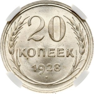 Russland UdSSR 20 Kopeken 1928 NGC MS 66