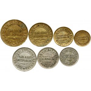 Tannu Tuva 1 - 20 Kopeken 1934 Lot von 7 Münzen