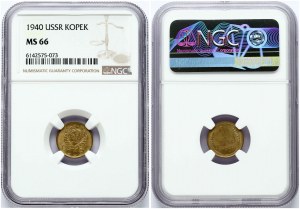 Russie 1 Kopeck 1940 NGC MS 66