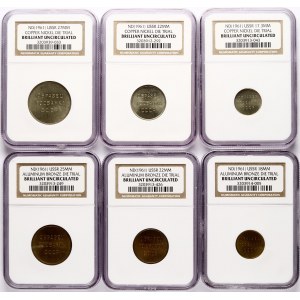 Rusko ZSSR Uniface Die Trials ND (1961) NGC BRILLIANT UNCIRCULATED Lot of 6 pcs